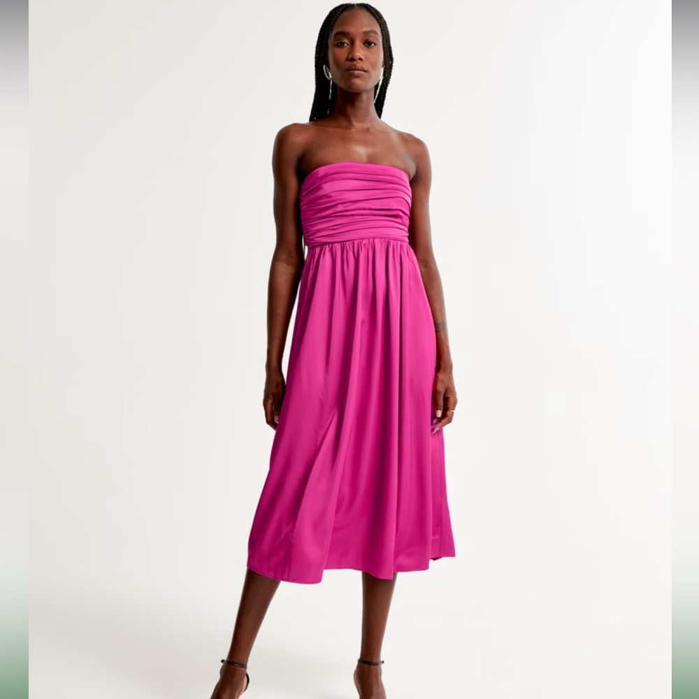 NWT Abercrombie & Fitch Emerson Ruched Strapless Midi Dress